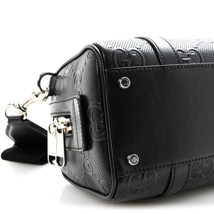 Gucci Calfskin GG Tennis Embossed Mini Duffle Bag Black 8 of 9