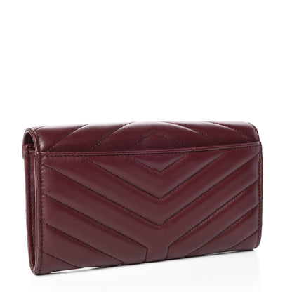 Saint Laurent Lambskin Y Quilted Monogram Large Loulou Flap Wallet Legion Red 3 of 12