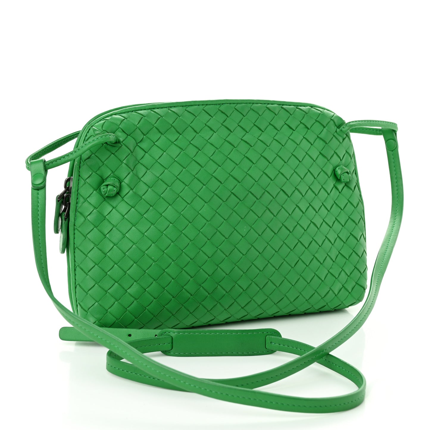 Nappa Intrecciato Nodini Crossbody Messenger Green