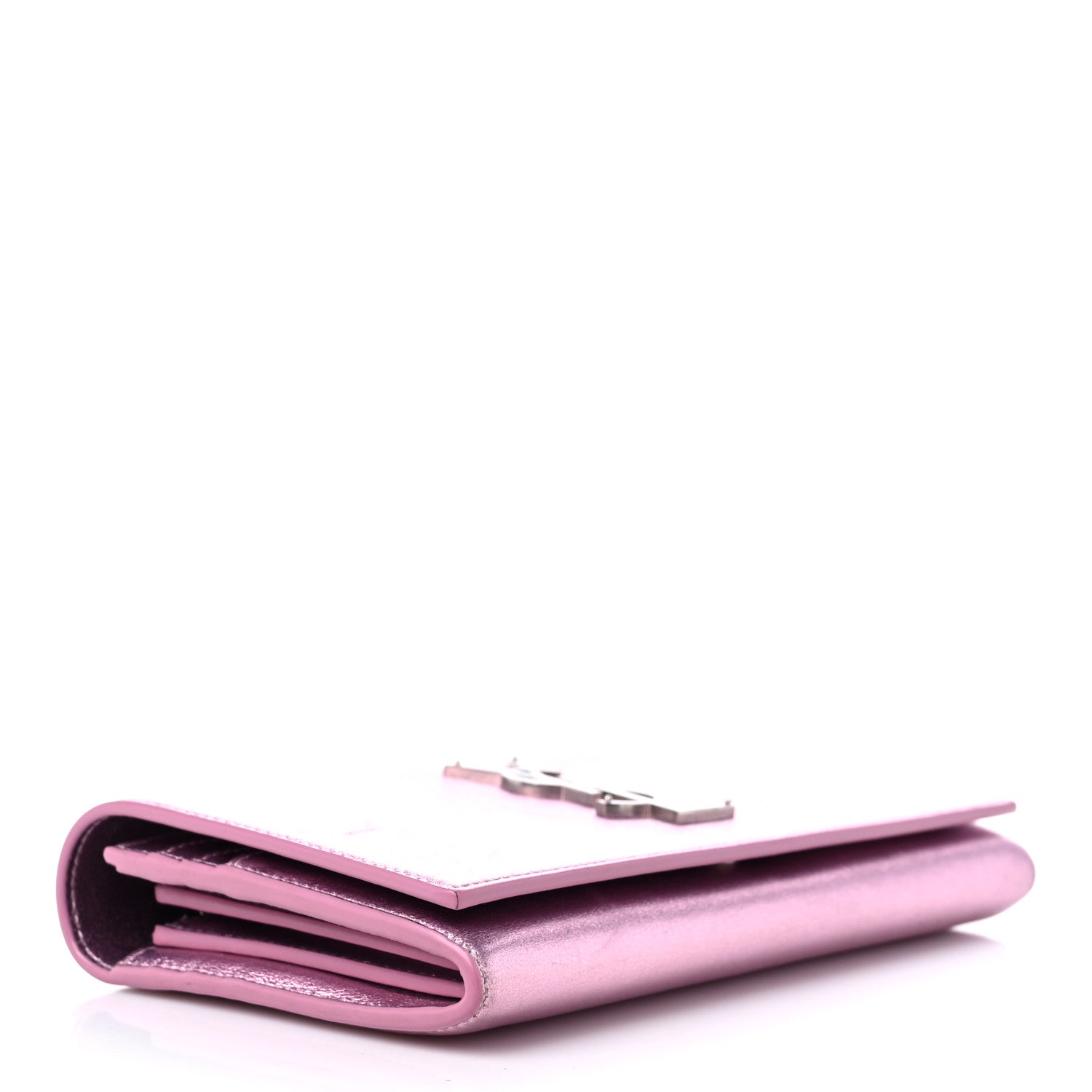 Saint Laurent Metallic Calfskin Classic Monogram Cassandre Wallet New Azalea 4 of 12