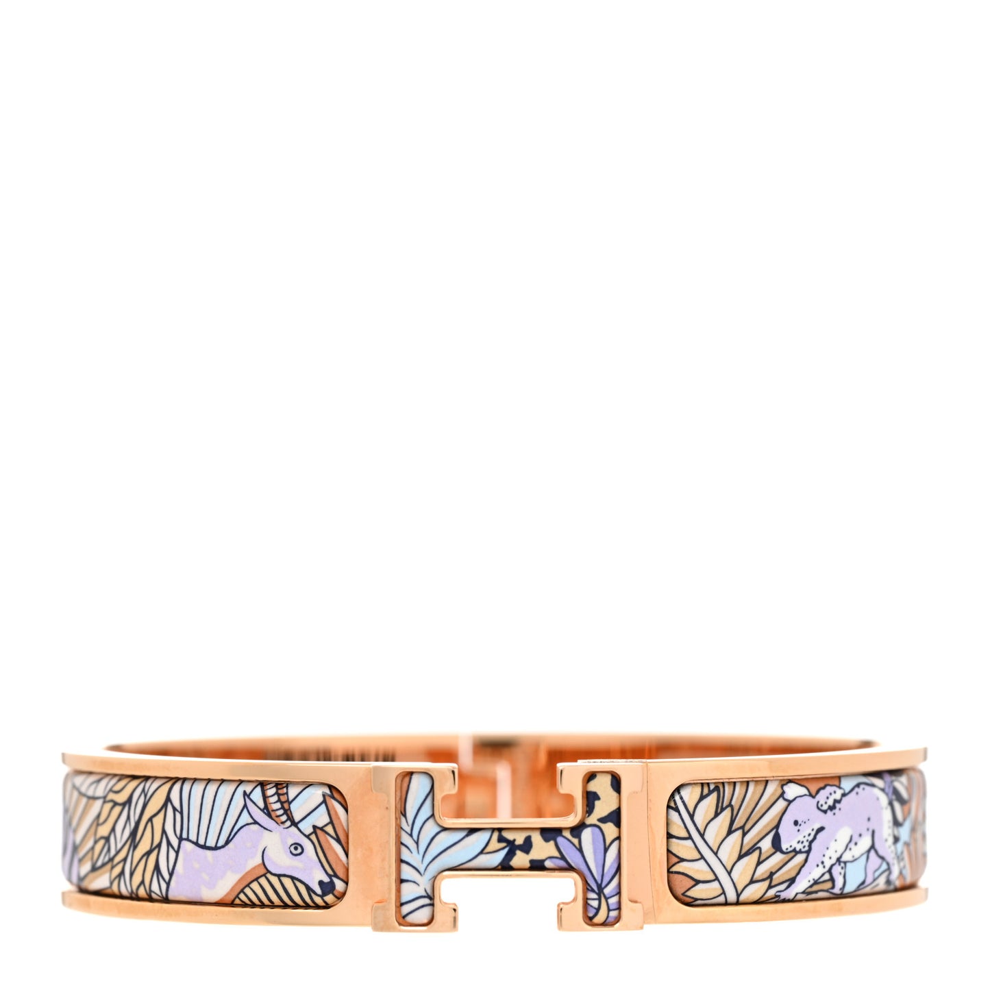 Enamel Narrow Print Animaux Camoufles Clic Clac H Bracelet GM Lilas