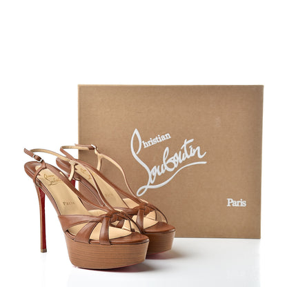 Christian Louboutin Noce Lucido Calfskin Veracite 130 Open Toe Platform Sandals 40 Cuoio 9 of 9