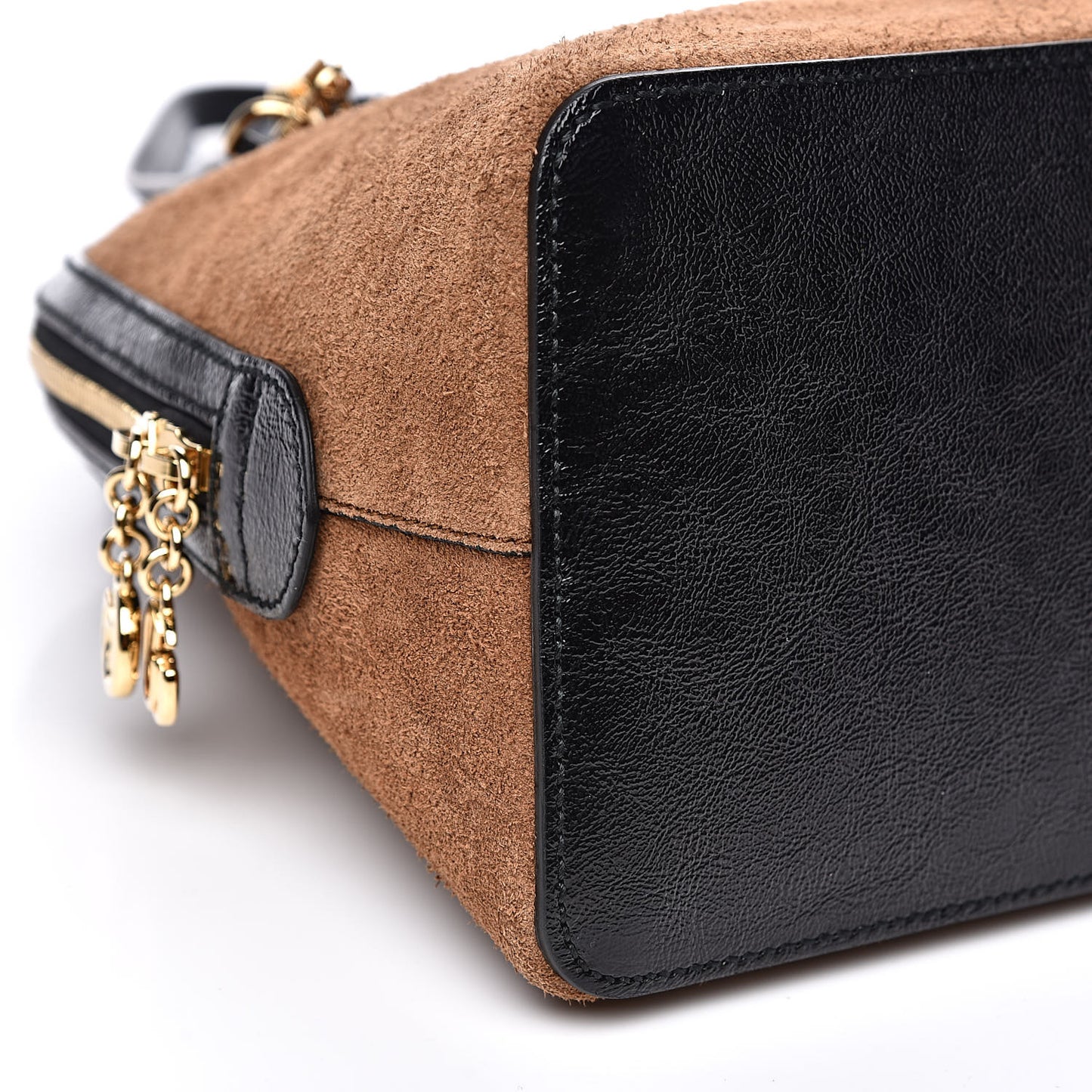Suede Patent Web Medium Ophidia Top Handle Dome Bag Nocciola Black