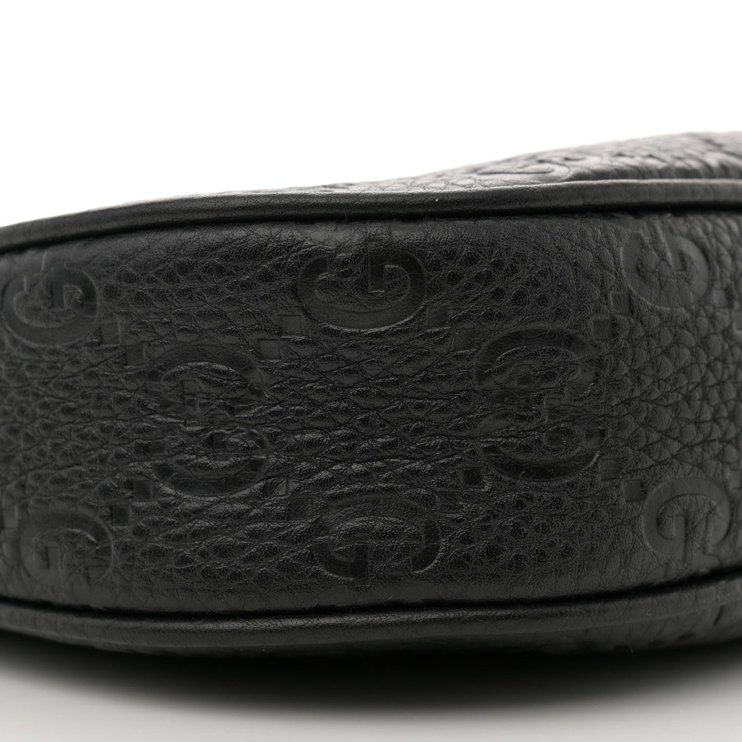 GG Grainy Calfskin Emblem Small Half Moon Shoulder Bag Black