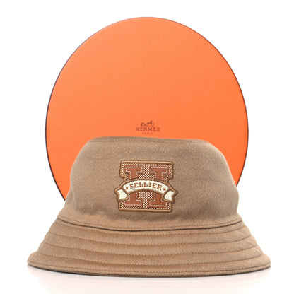 Hermes Cotton Harper H Sellier Bucket Hat 57 Beige Camel 8 of 8