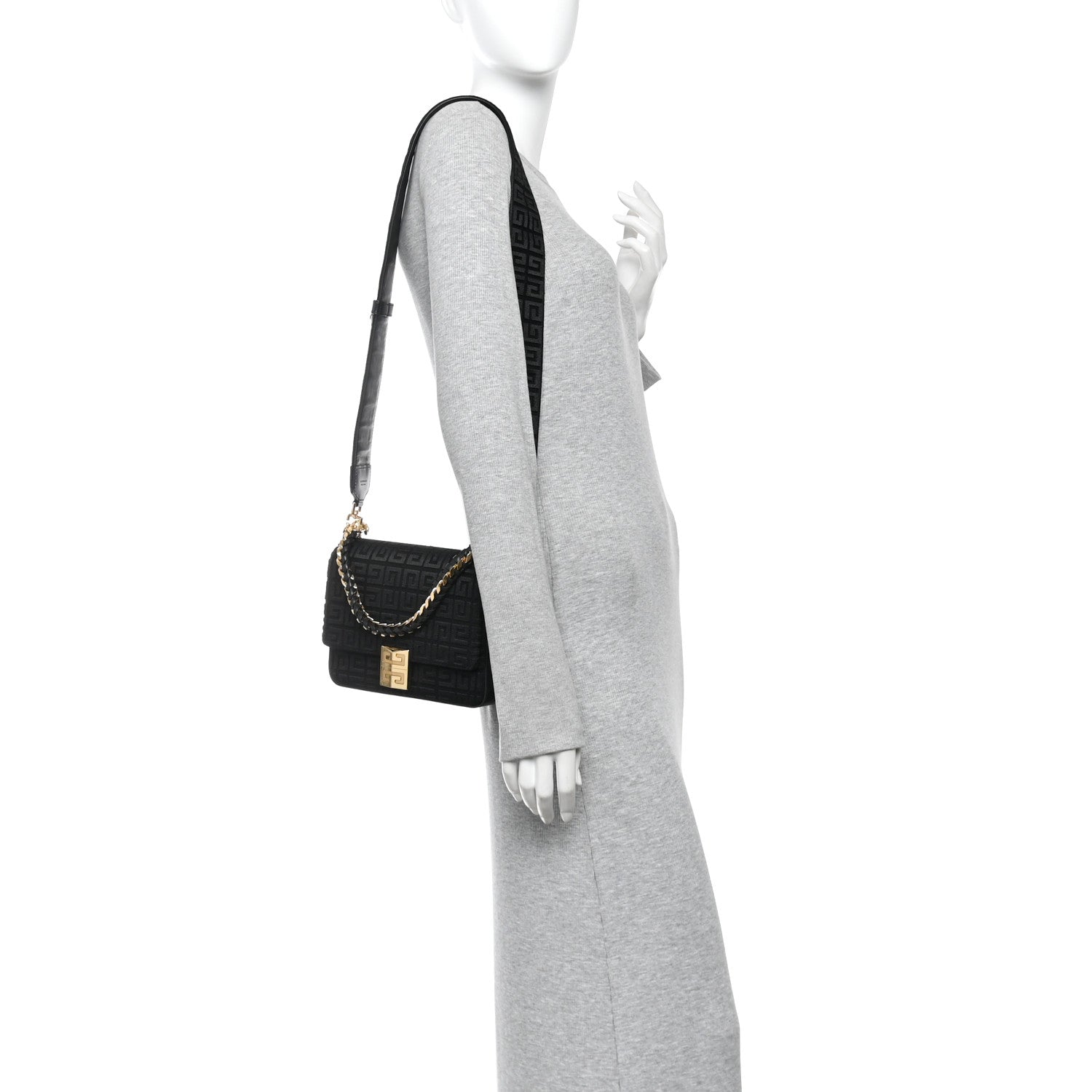 Givenchy Canvas Woven Embroidered Medium 4G Bag With Chain Black 2 of 10