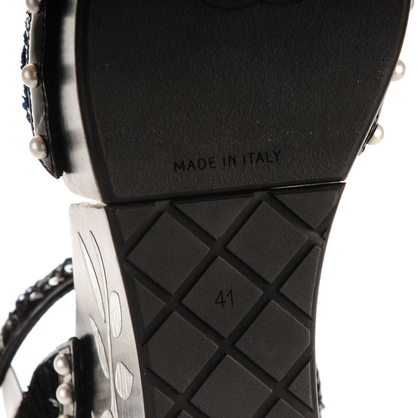 Sequin Wedge Sandals 41 Black