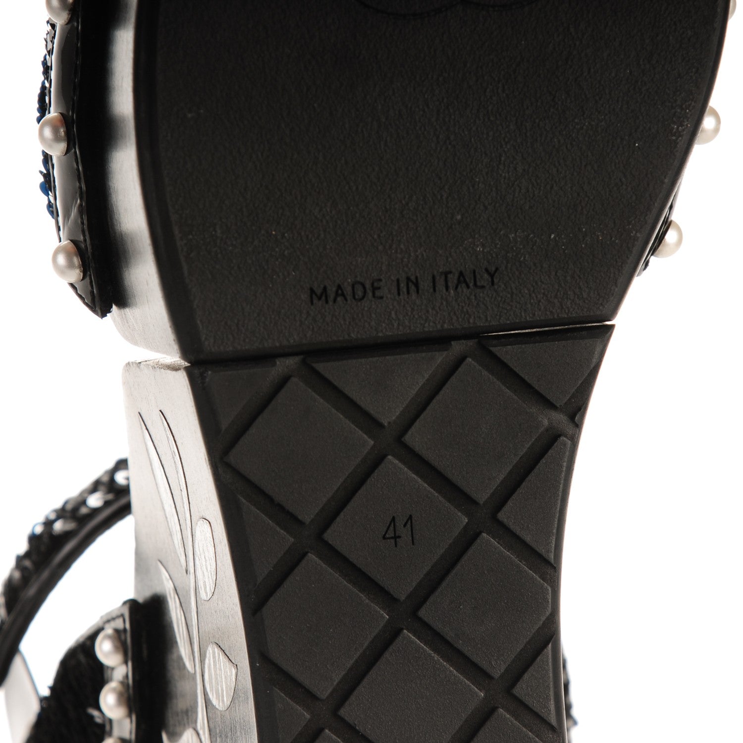 Chanel Sequin Wedge Sandals 41 Black 6 of 10