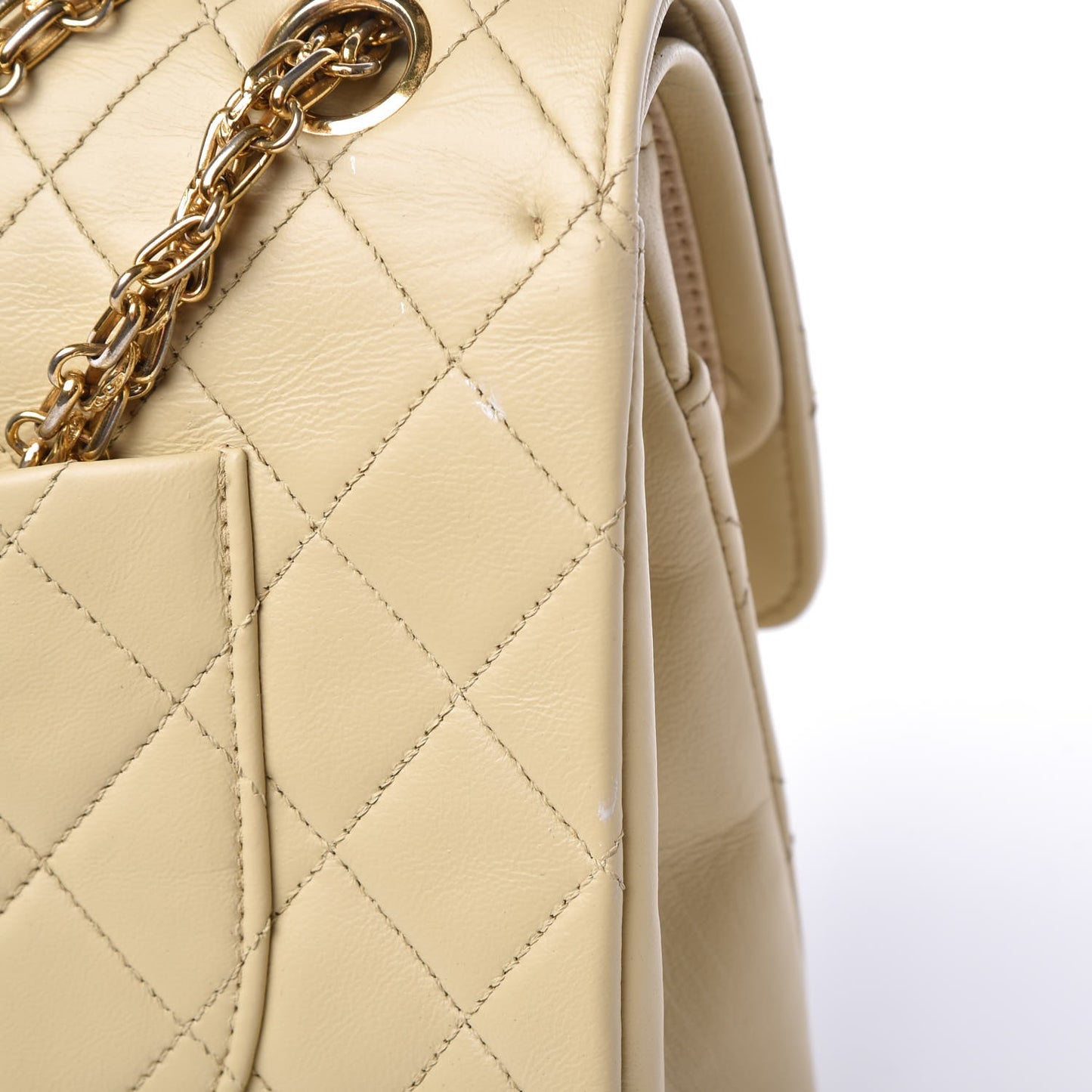 Lambskin Quilted Medium Bijoux Chain Double Flap Beige Clair