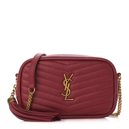 Saint Laurent Grain De Poudre Matelasse Monogram Mini Lou Camera Bag Opyum Red 1 of 9
