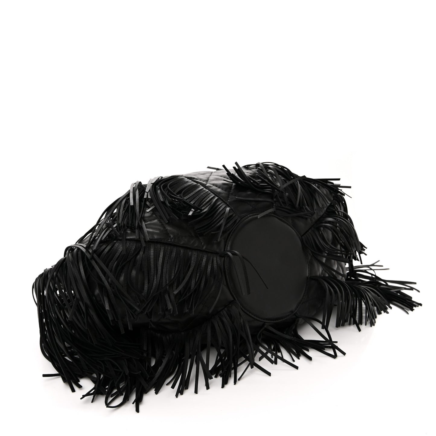 Lambskin Quilted Western Baluchon Fringe Bag Black