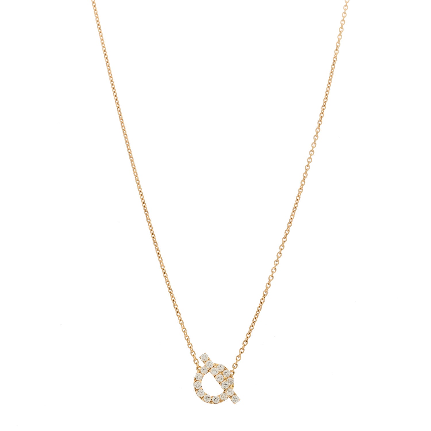 Hermes 18K Rose Gold Diamond Finesse Pendant Necklace 1 of 6