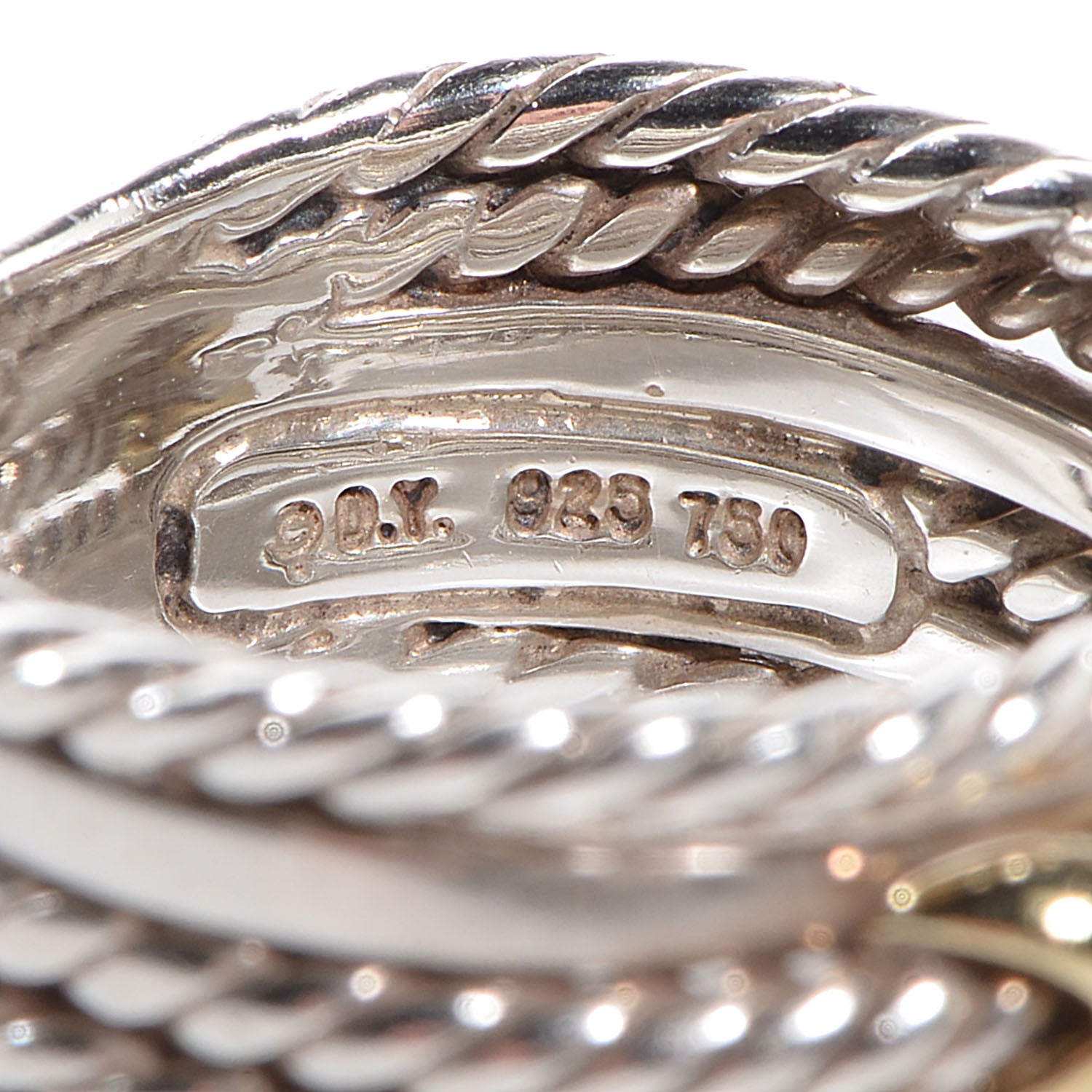 David Yurman Sterling Silver 18K Yellow Gold Double X Crossover Ring 52 6 5 of 7