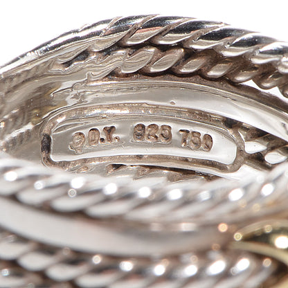 David Yurman Sterling Silver 18K Yellow Gold Double X Crossover Ring 52 6 5 of 7