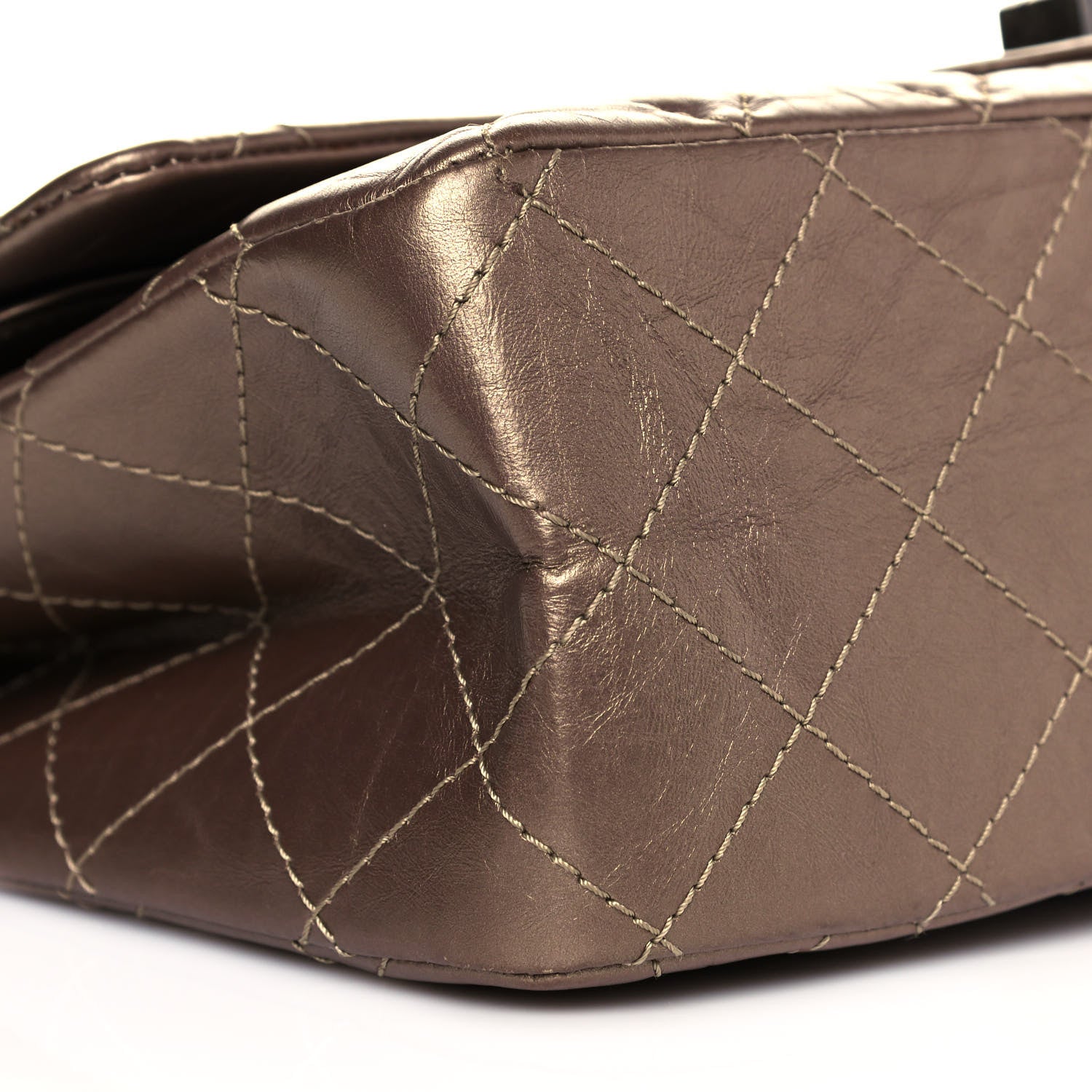 Chanel Metallic Aged Calfskin Quilted 2.55 Reissue 227 Flap Dark Gold 9 of 13