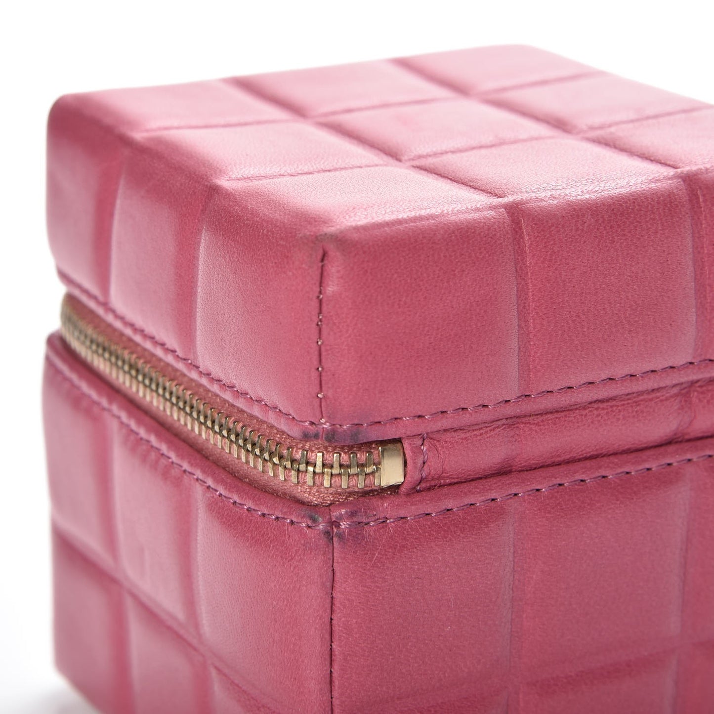 Lambskin Rubiks Cube Wristlet Pink
