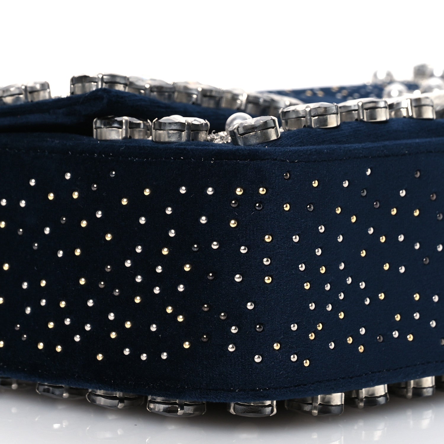 Fendi Velvet Crystal Embellished Baguette Midnight 10 of 11