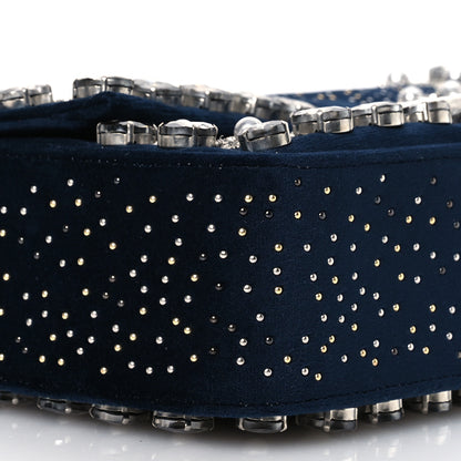 Fendi Velvet Crystal Embellished Baguette Midnight 10 of 11