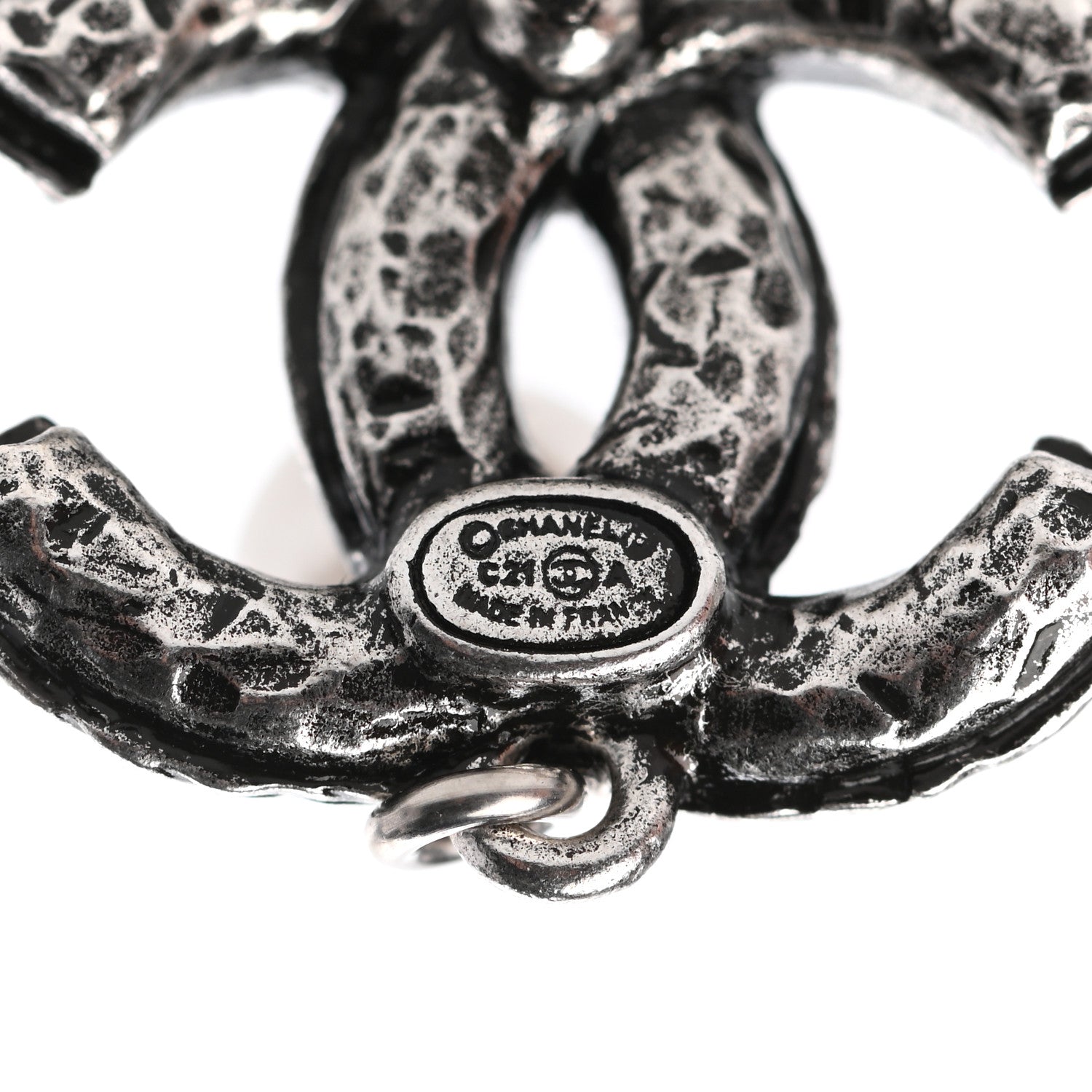 Chanel Ruthenium Crystal Pearl CC Drop Earrings 4 of 5