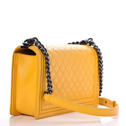 Chanel Lambskin Quilted New Medium Boy Flap Yellow 4 of 8