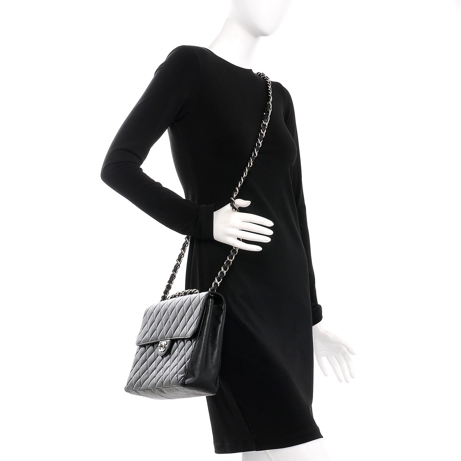Chanel Caviar Quilted Jumbo Single Flap Black 3 of 12