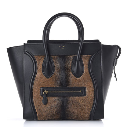 Celine Smooth Calfskin Goat Fur Mini Luggage Brown 1 of 7