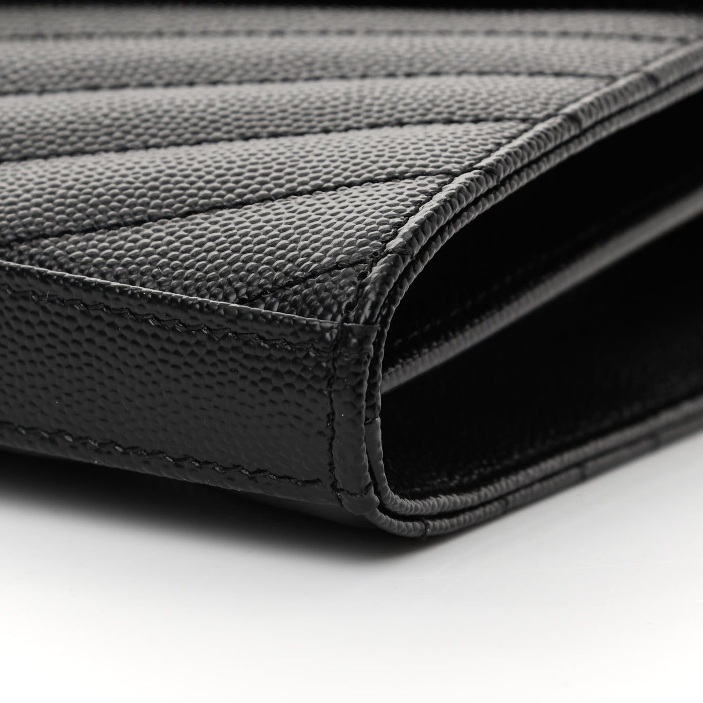 Grain De Poudre Matelasse Chevron Monogram Chain Wallet Black