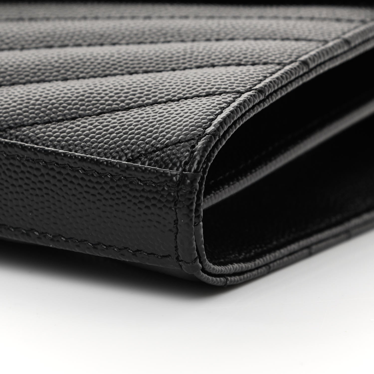 Saint Laurent Grain De Poudre Matelasse Chevron Monogram Chain Wallet Black 10 of 10