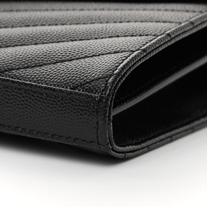 Saint Laurent Grain De Poudre Matelasse Chevron Monogram Chain Wallet Black 10 of 10