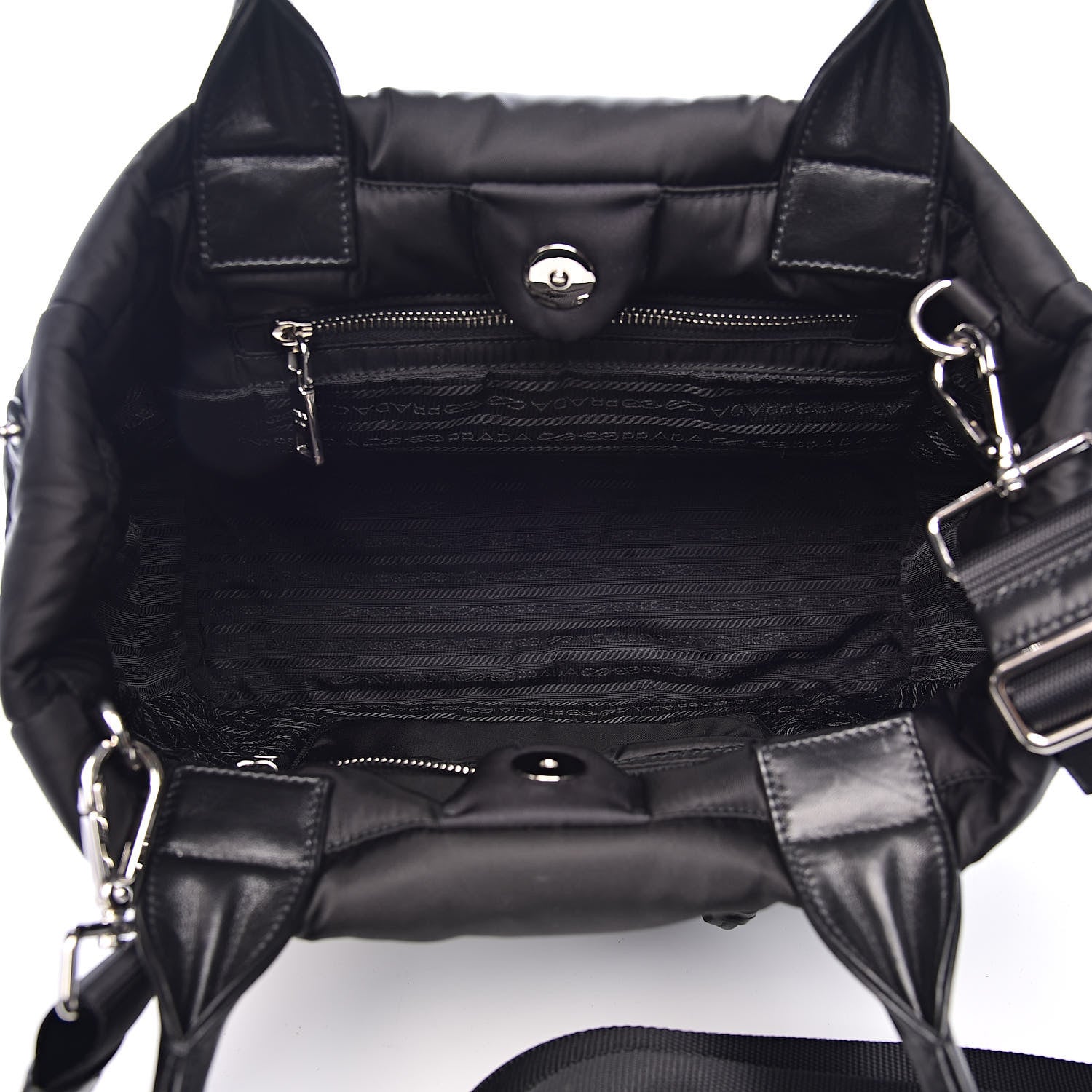 Prada Tessuto Nylon Bomber Tote Black 5 of 10