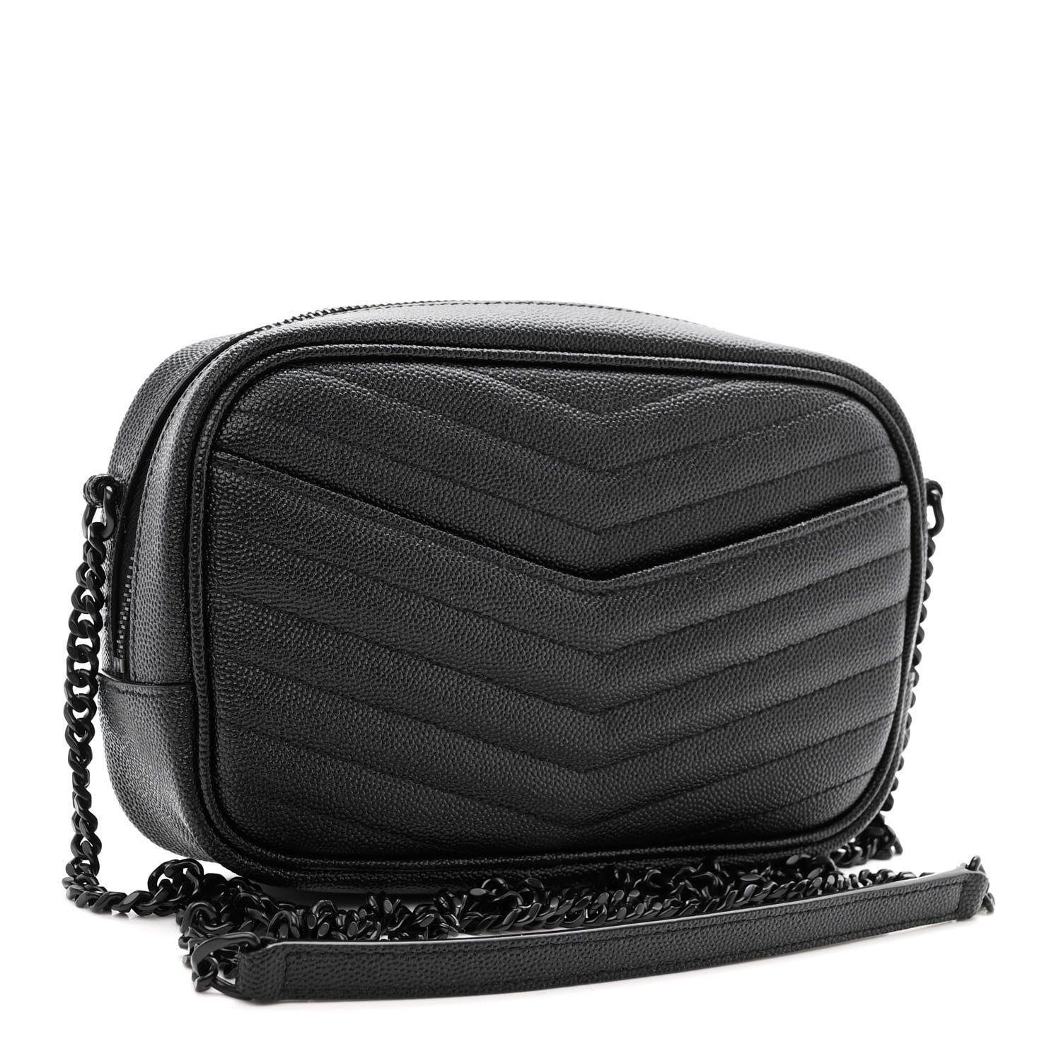 Saint Laurent Grain De Poudre Matelasse Monochrome Monogram Mini Lou Camera Bag Black 3 of 10