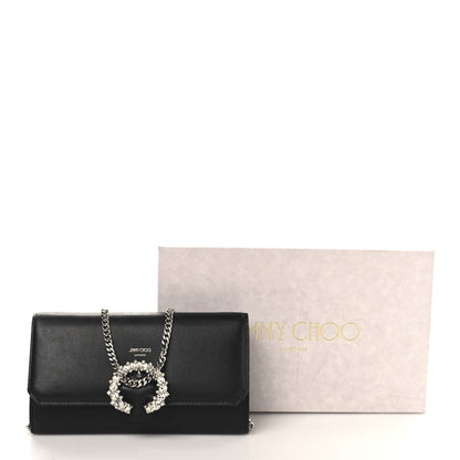 Jimmy Choo Smooth Calfskin Crystal Embellished Chain Wallet Black 10 of 10