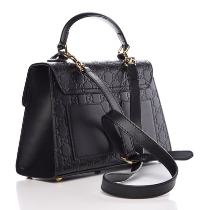 Gucci Guccissima Signature Small Padlock Top Handle Bag Black 3 of 12