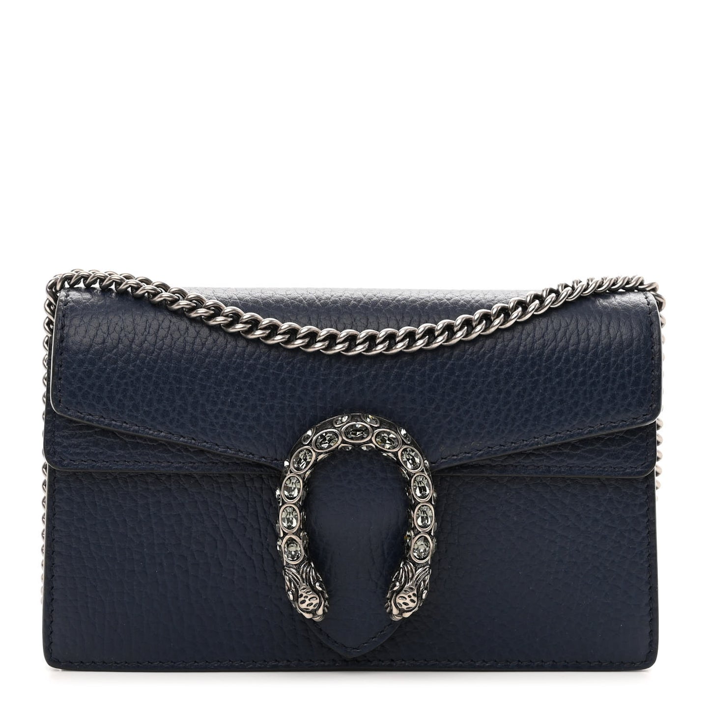 Dollar Calfskin Crystal Super Mini Dionysus Shoulder Bag Blue Agata Black Diamond