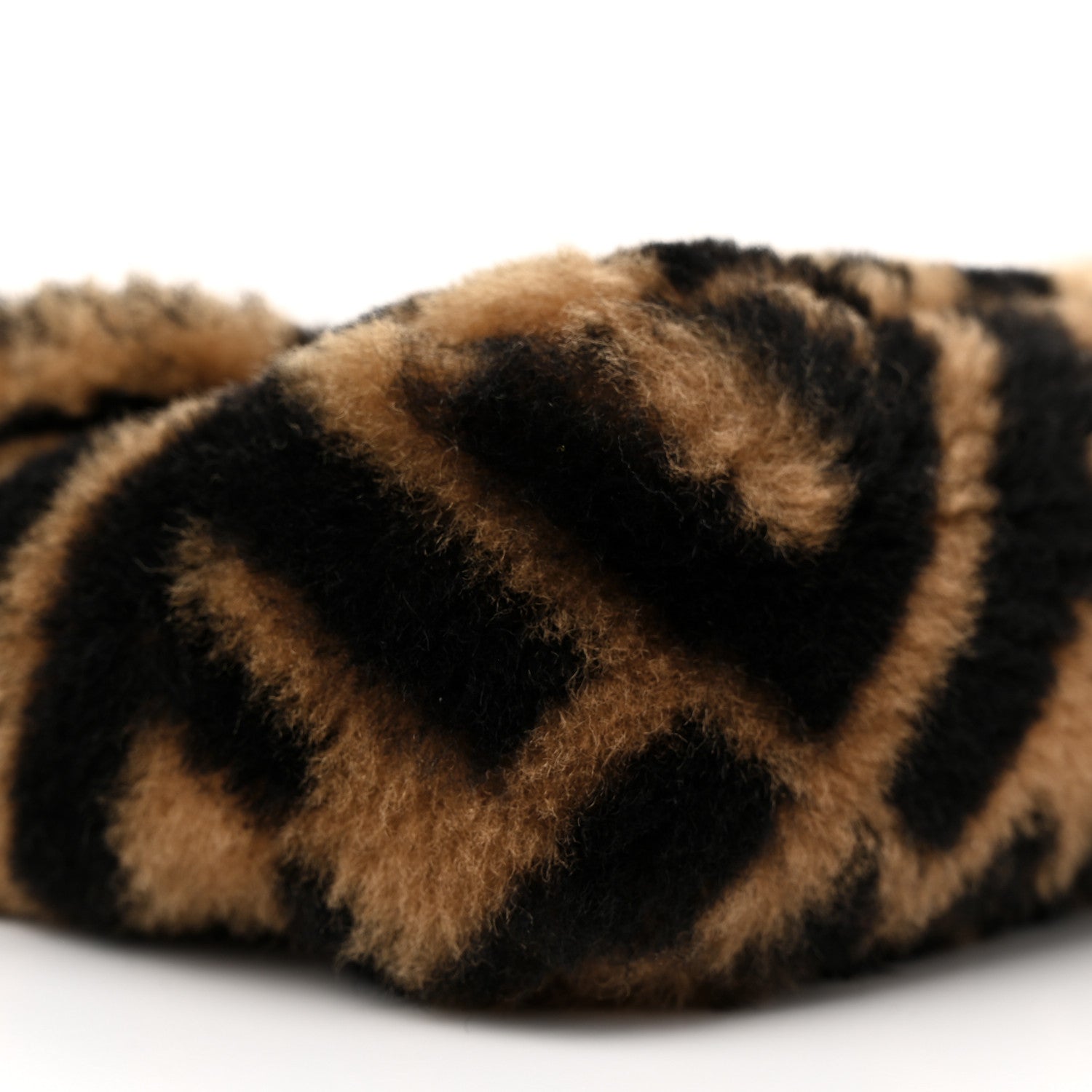 Fendi Shearling Vitello Dolce Macro FF 1974 Mini Baguette Tobacco Black 9 of 10