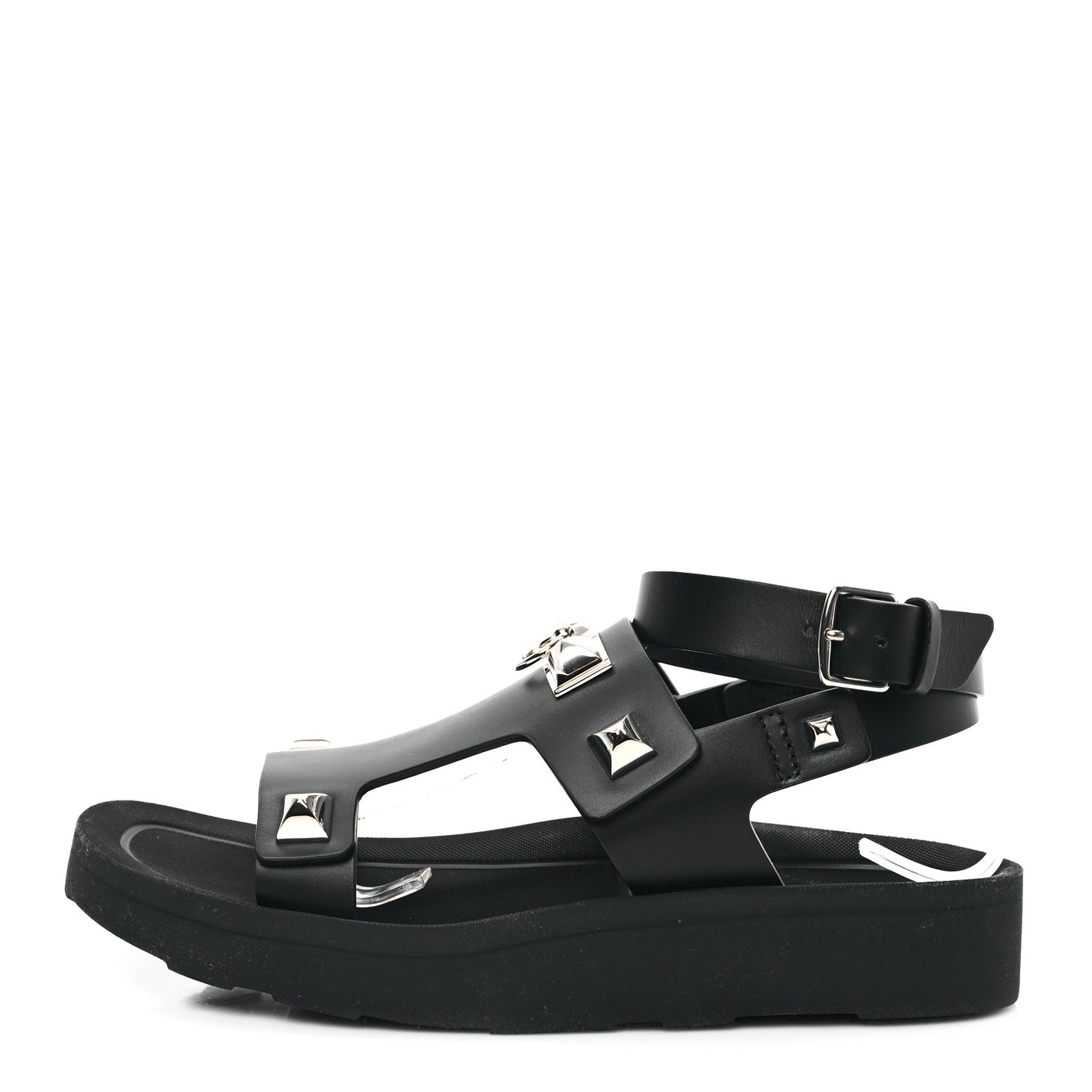 Calfskin Medor Studded Womens Intuition Sandals 38.5 Black