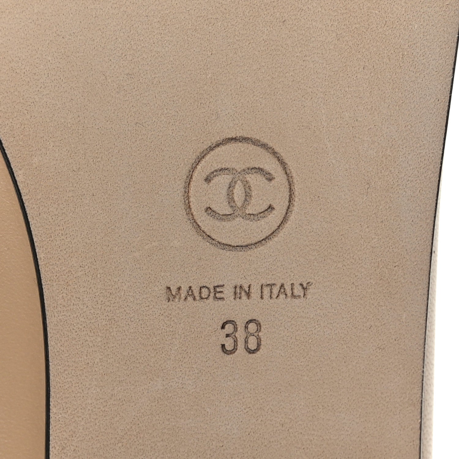 Chanel Lambskin Cap Toe CC Ballerina Flats 38 Beige Black 8 of 9