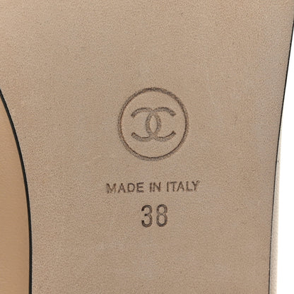 Chanel Lambskin Cap Toe CC Ballerina Flats 38 Beige Black 8 of 9