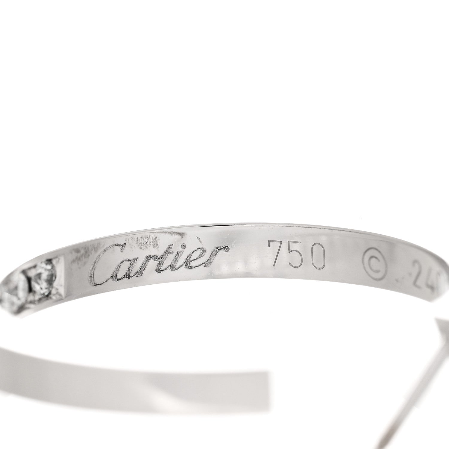 Cartier 18K White Gold Diamond MM Inside Out Hoop Earrings 4 of 5