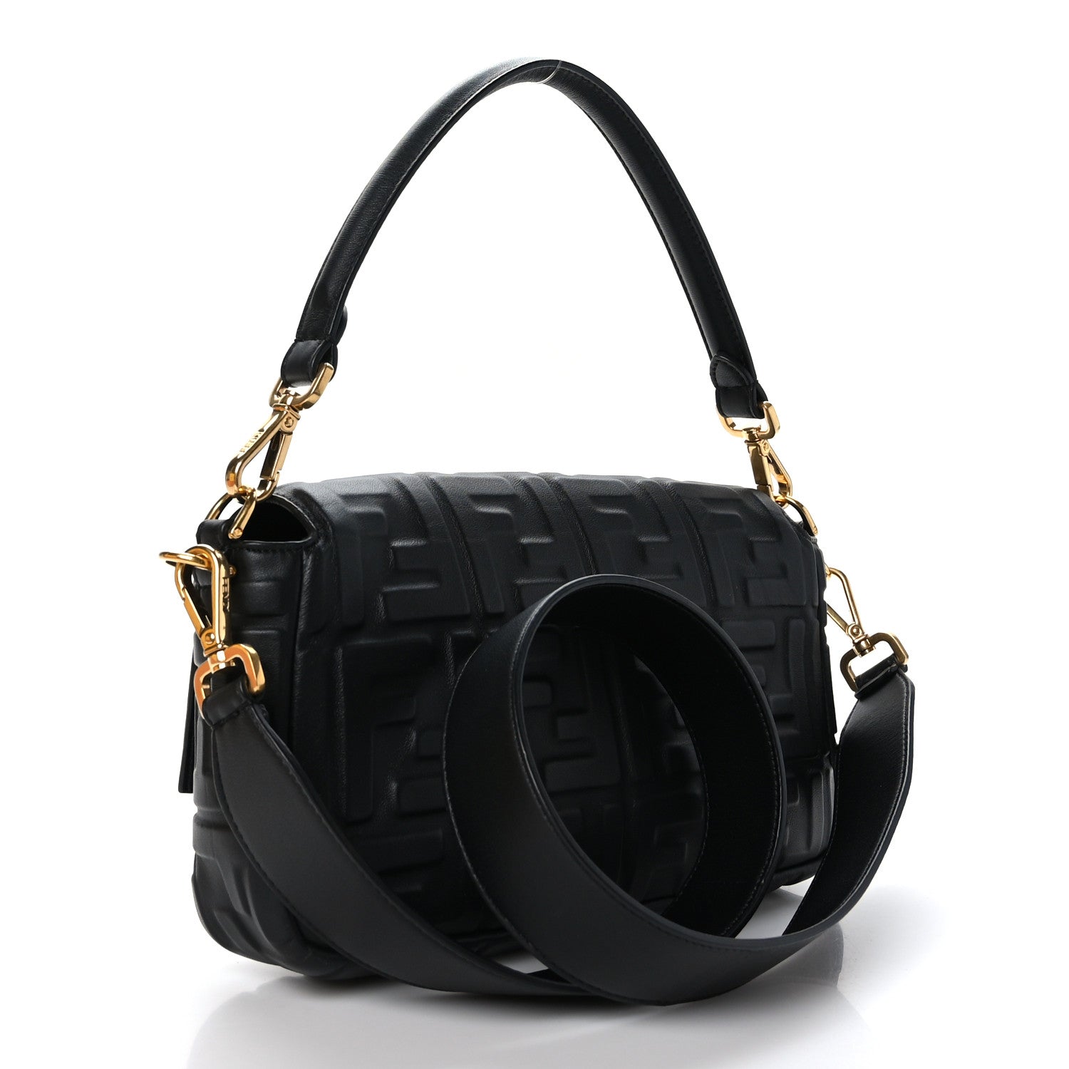 Fendi Nappa FF 1974 Embossed Baguette Black 2 of 9