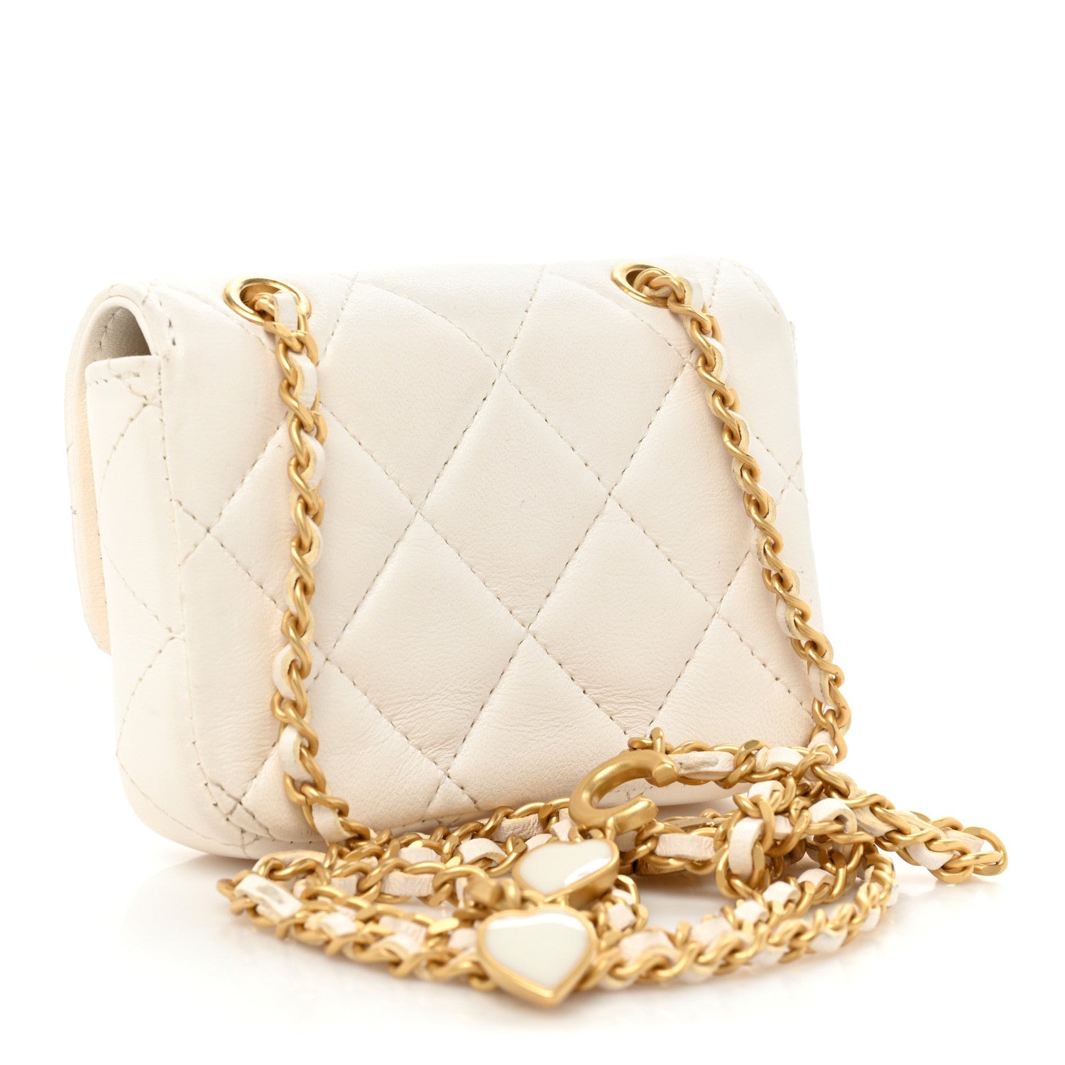 Chanel Lambskin Enamel Quilted Mini Chain Belt Bag White 3 of 19