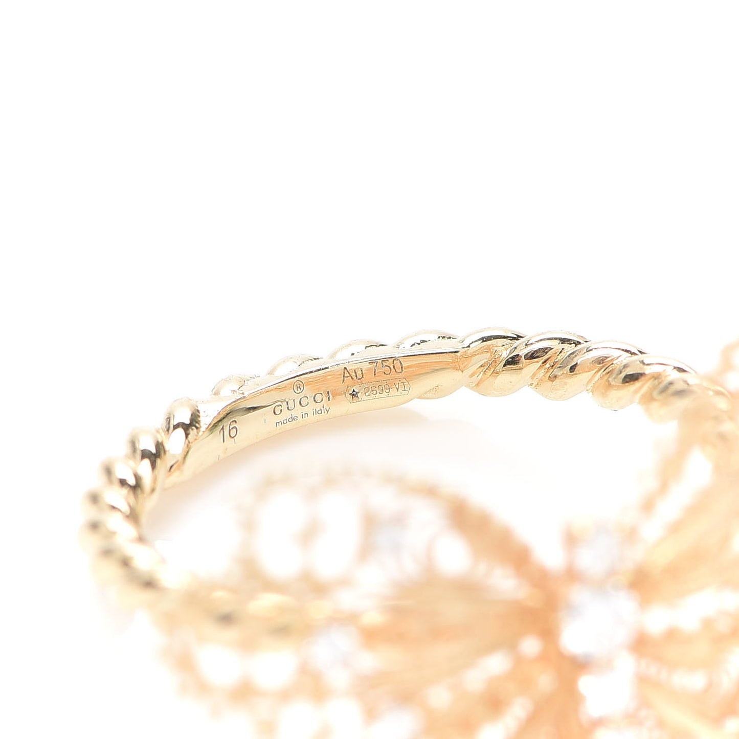 18K Yellow Gold Diamond Butterfly Ring 56 7.5