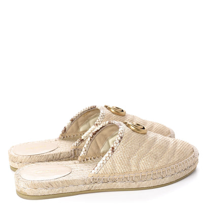 Gucci Straw Elaphe Matelasse GG Marmont Espadrille Slippers 38 Natural Cream Brown 4 of 12
