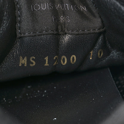 Louis Vuitton Iridescent Textile Monogram Calfskin Mens Run Away Sneakers 10 Black 6 of 9