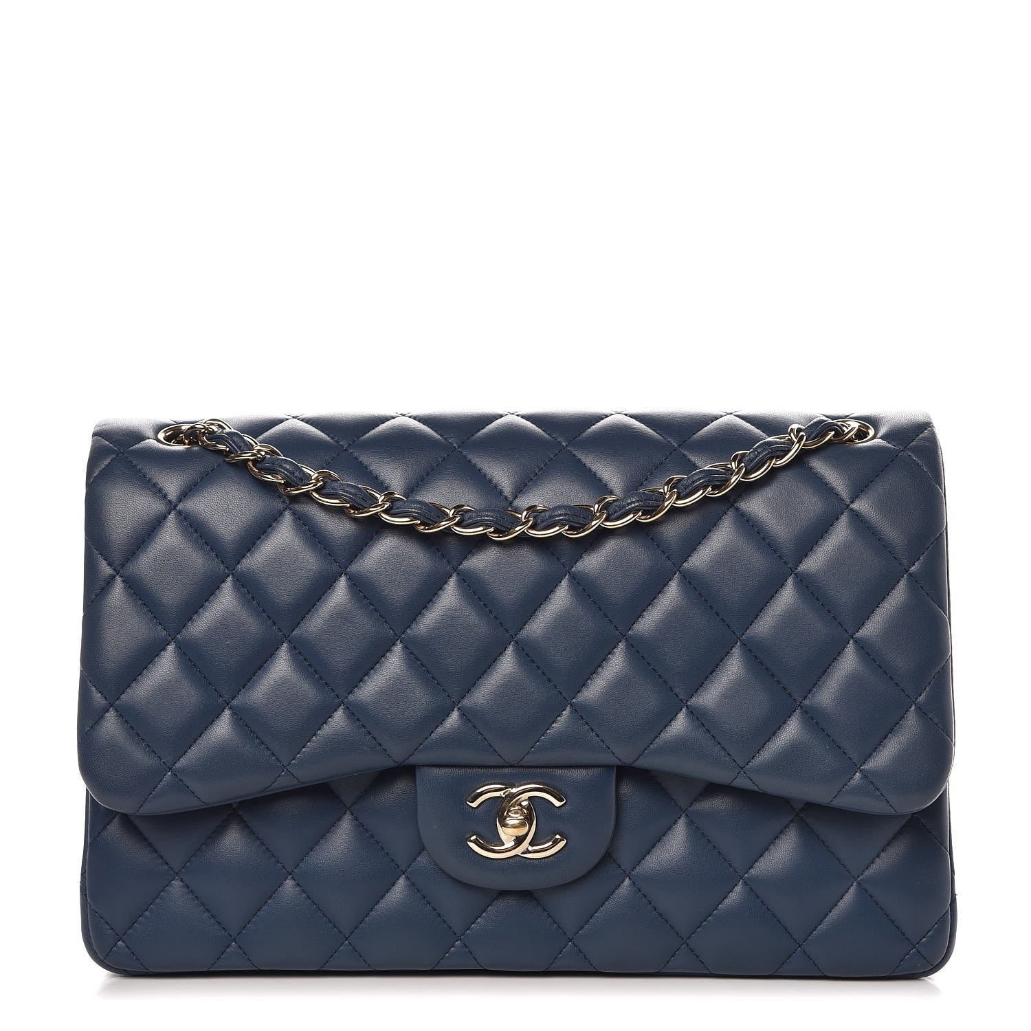 Chanel Lambskin Quilted Jumbo Double Flap Dark Blue 1 of 11