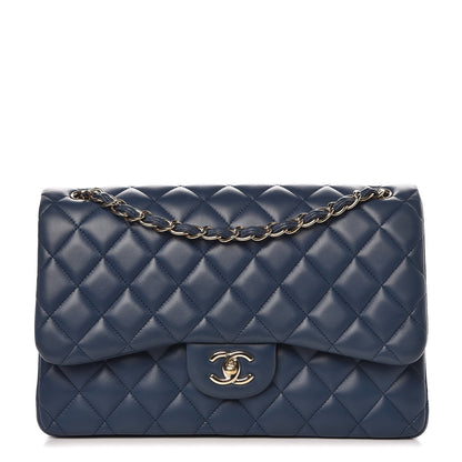 Chanel Lambskin Quilted Jumbo Double Flap Dark Blue 1 of 11