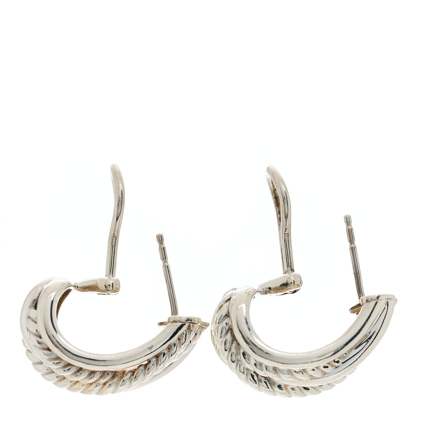 Sterling Silver 23mm Crossover Shrimp Earrings