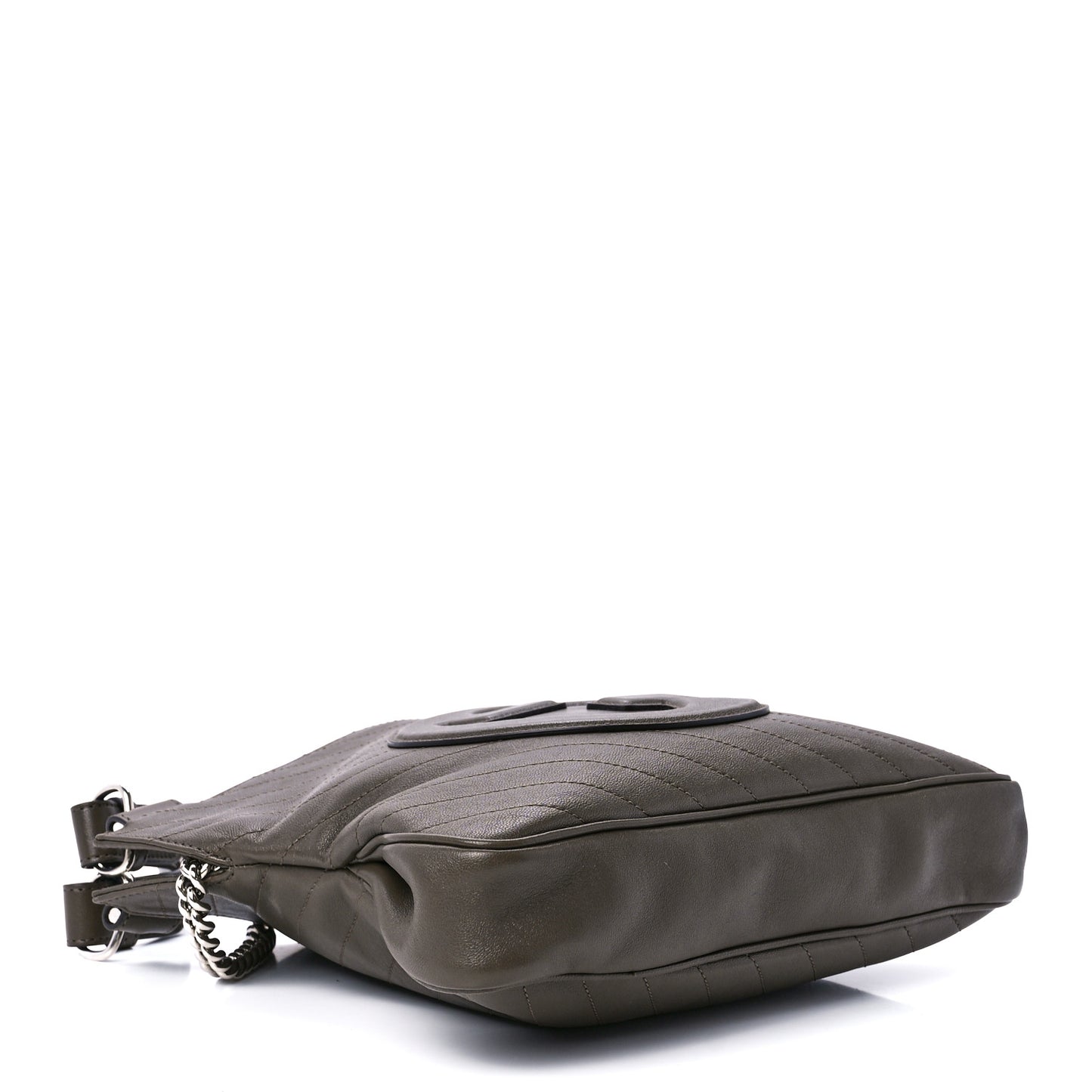 Sakai Be Green Calfskin Diagonal Stitched Small Blondie Tote Craclet Brown