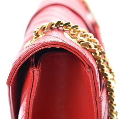 Saint Laurent Grain De Poudre Matelasse Chevron Large Monogram Satchel Lipstick Red 14 of 15