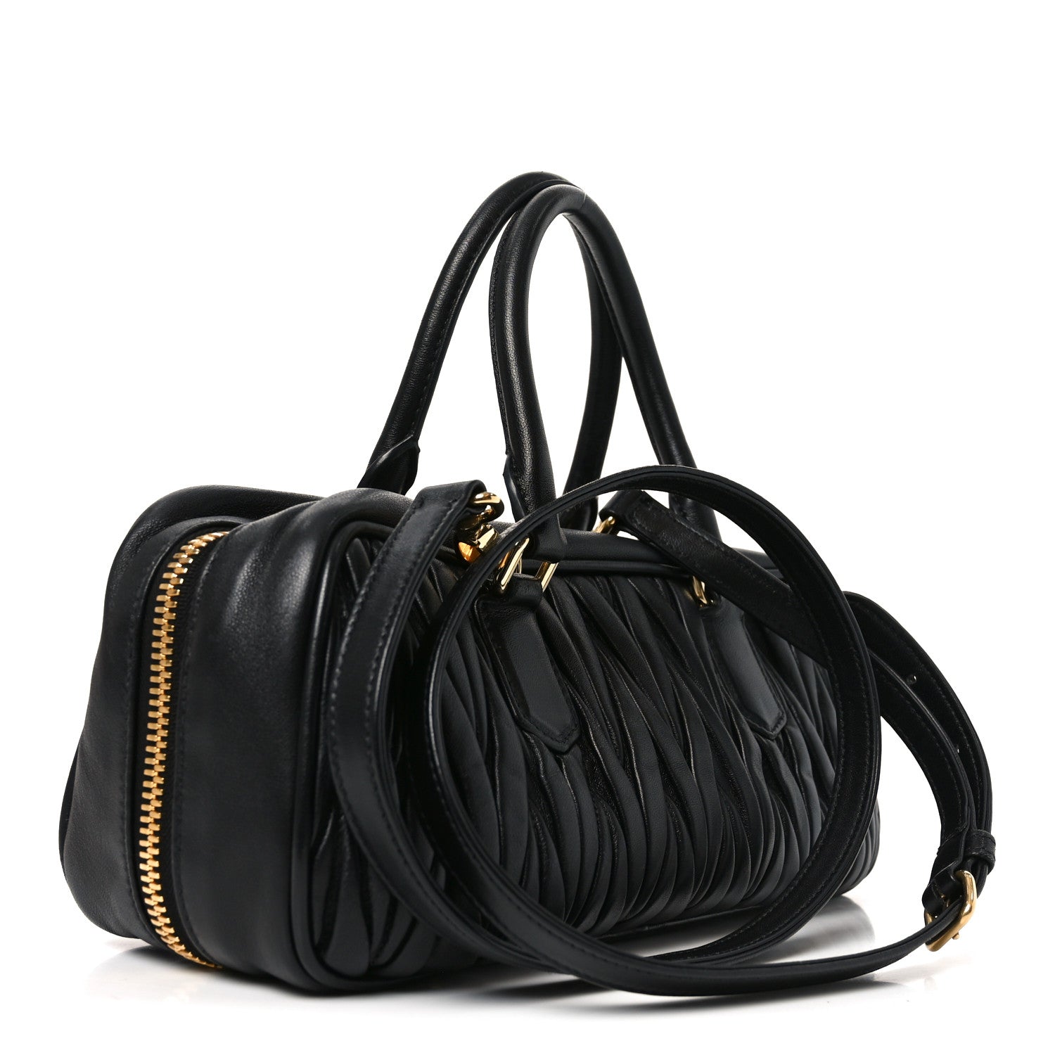 バッグ TO.MiU Miu Miu Nappa Matelasse Large Arcadie Top Handle Bag Black 1879841
